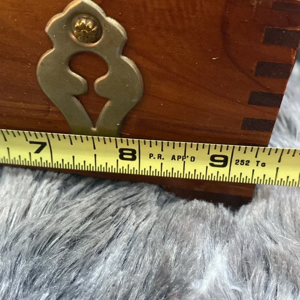 Vintage Wooden Jewelry Box with Brass Accents - Picture 9 of 16